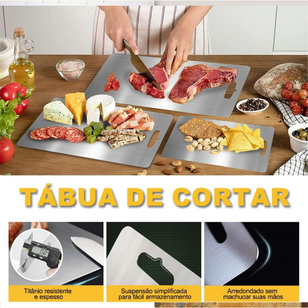 Tábua De Corte Aço Inoxidável Antibacteriana.