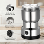 Moedor Elétrico de Café, Grãos e Temperos em Inox | Triturador Multifuncional