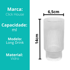 Conjunto 6 Copos Premium Canelado Grafiatto Alto 310ml