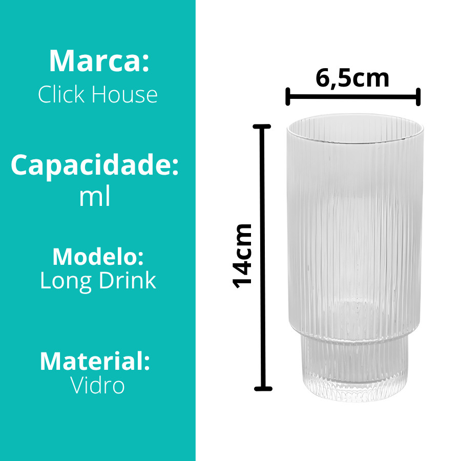Conjunto 6 Copos Premium Canelado Grafiatto Alto 310ml